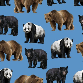 Bears Everywhere - Smaller Scale on Blue