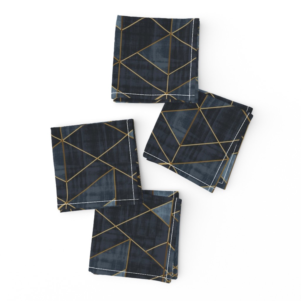 Mod Triangles Gold Indigo rotated