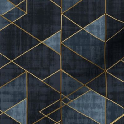 Mod Triangles Gold Indigo rotated