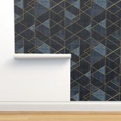 Mod Triangles Gold Indigo rotated