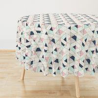 Mod Triangles Navy Mint Pink rotate