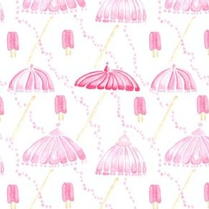 Pink Watercolor Umbrella Popsicle Pearl Dots Spots  || Drops white tan girl summer food parasol beach vacation _ Miss Chiff Designs 