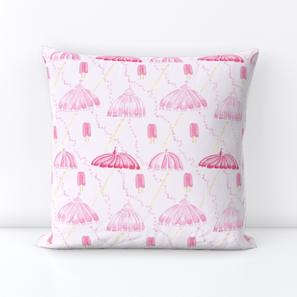 Pastel Pink Watercolor Popsicle Umbrella Pearl  || Spots Drops dots summer food girl  parasol  _ Miss Chiff Designs