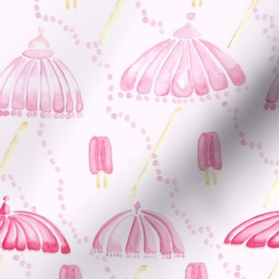 Pastel Pink Watercolor Popsicle Umbrella Pearl  || Spots Drops dots summer food girl  parasol  _ Miss Chiff Designs