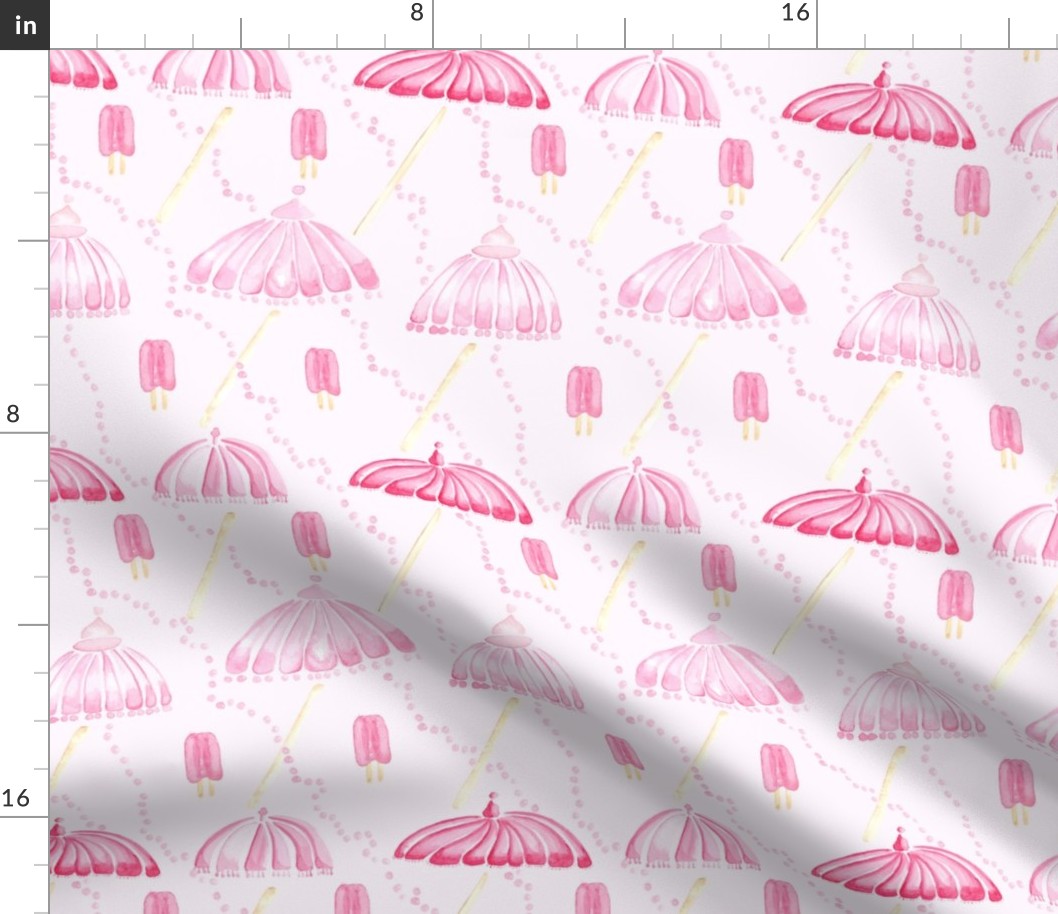 Pastel Pink Watercolor Popsicle Umbrella Pearl  || Spots Drops dots summer food girl  parasol  _ Miss Chiff Designs