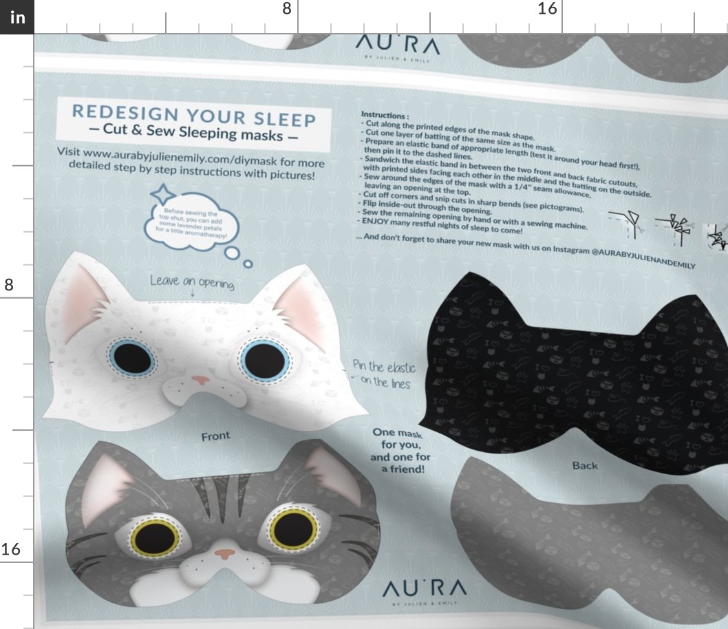 White and grey cat Sleep Mask 