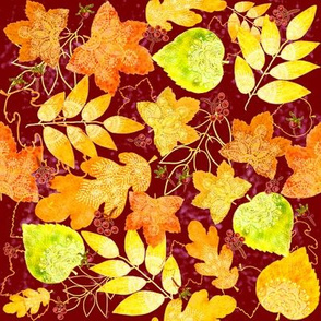 Rustic Fall Leaves (burgundy) 