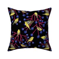 Goldfinches & grapes (black)