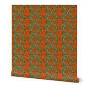 Pimento Flowers on Olive Green