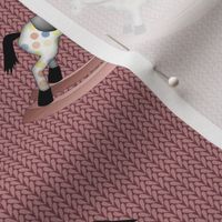 Rocking Horses on Soft Dusty Pink Knit