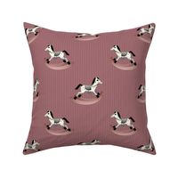 Rocking Horses on Soft Dusty Pink Knit