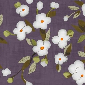 Pearl Gray Flowers on Lavender