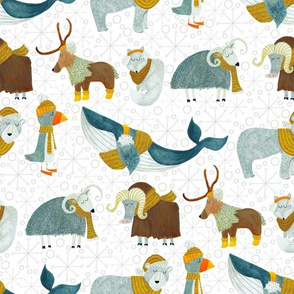 Pattern #72 - Arctic Animals with woolly scarves - Medium