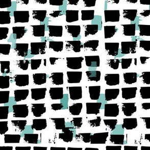 Abstract Brush strokes in black white and teal