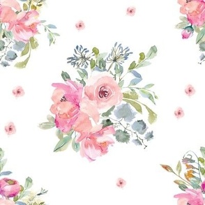 8" Blushing Beauty Florals // White