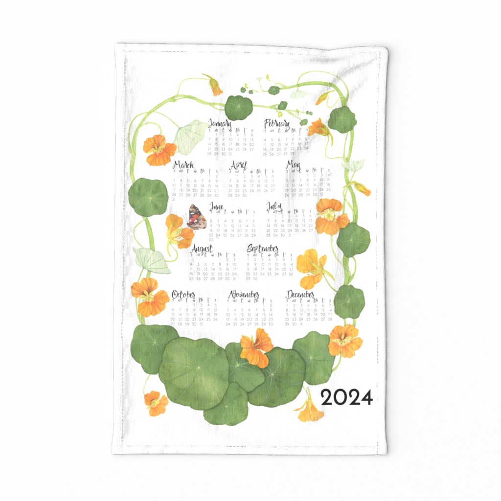 2024 Tea Towel Calendar Nasturtiums