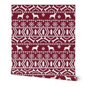 English Springer Spaniel fair isle christmas dog fabric dog breeds maroon