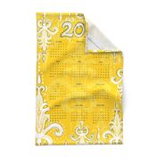 2018 tea towel calendar golden honey damask