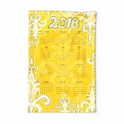 2018 tea towel calendar golden honey damask