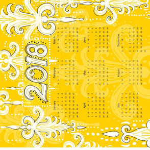 2018 tea towel calendar golden honey damask