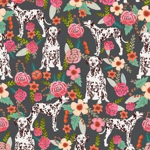 liver spotted dalmatian florals fabric - charcoal
