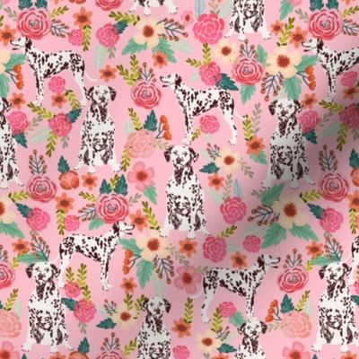 liver spotted dalmatian florals fabric - pink