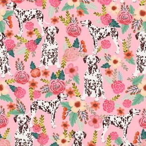 liver spotted dalmatian florals fabric - pink