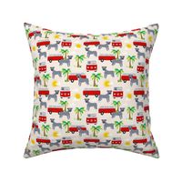 pitbull beach fabric palm trees - light