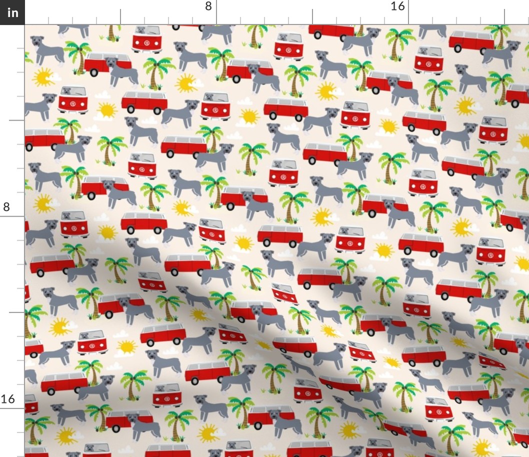 pitbull beach fabric palm trees - light