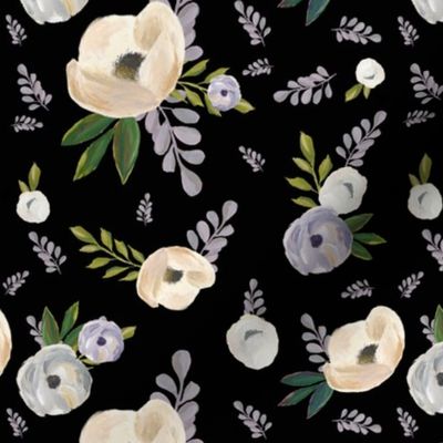 7" Cold Winter Florals - Black