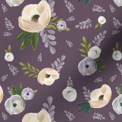 7" Cold Winter Florals - Winter Purple