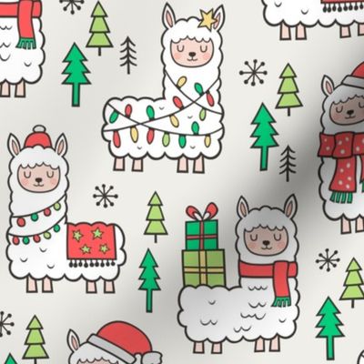 Holidays Christmas llamas on Cloud Grey