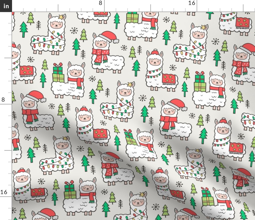 Holidays Christmas llamas on Cloud Grey