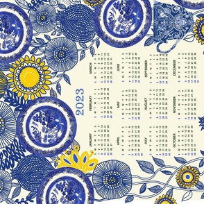 2022 Vintage Blue Willow Calendar