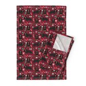 Cavalier King Charles Spaniel Christmas fabric black and tan coat ruby