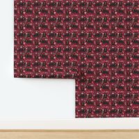 Cavalier King Charles Spaniel Christmas fabric black and tan coat ruby