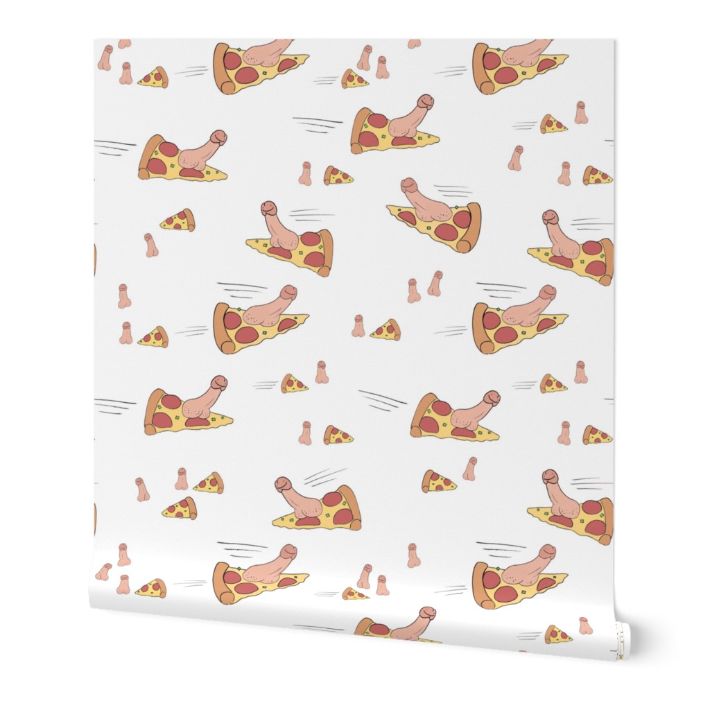 Penis Pizza (Flying) - on white