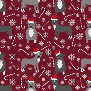 Pitbull peppermint stick winter candy cane christmas fabric maroon