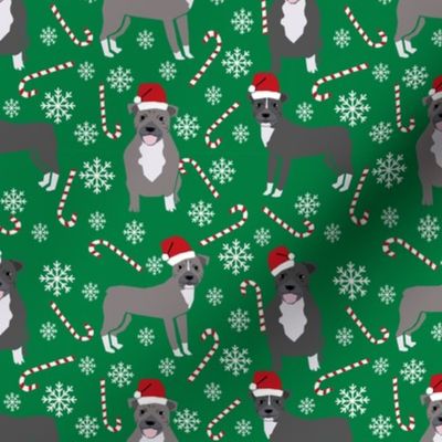 Pitbull peppermint stick winter candy cane christmas fabric green