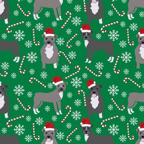 Pitbull peppermint stick winter candy cane christmas fabric green