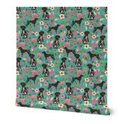 german shorthaired pointer dog floral fabric cute dogs and flowers design - turquoise