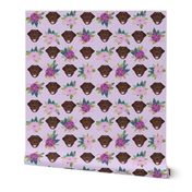 Labrador Retriever chocolate coat floral bouquet fabric chocolate  lab purple