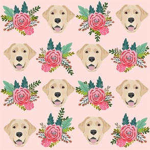 Labrador Retriever yellow coat floral bouquet fabric yellow lab pink