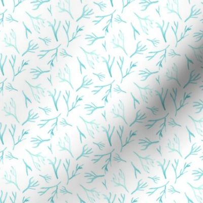 Nautical Blue coral || Watercolor branches sea green turquoise blue white ocean water branch_ Miss Chiff Designs 