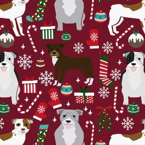 pitbull dog fabric pitbull xmas holiday christmas design - ruby