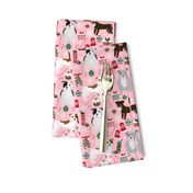 pitbull dog fabric pitbull xmas holiday christmas design - pink