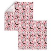 pitbull dog fabric pitbull xmas holiday christmas design - pink