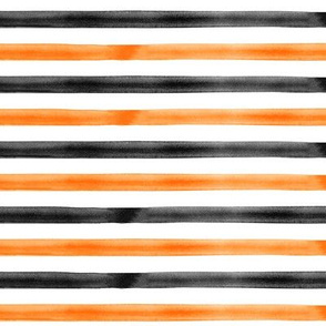 watercolor stripes - orange and black 