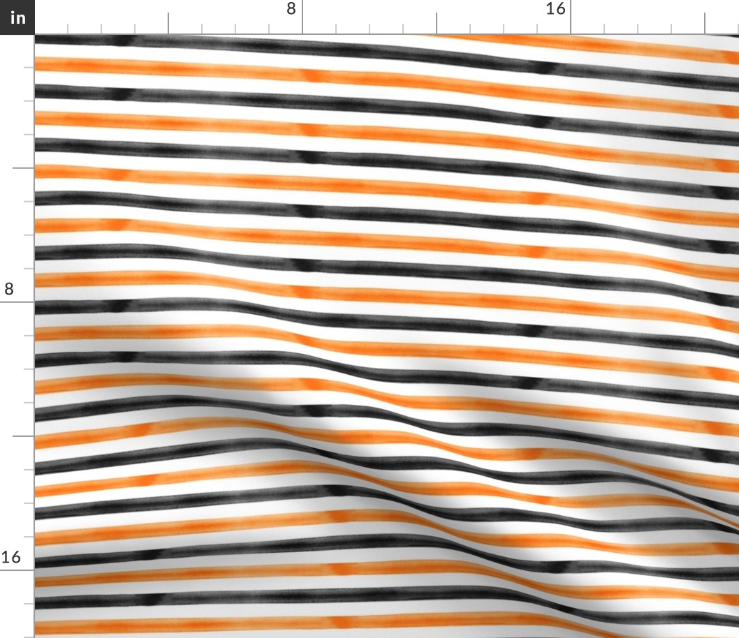 watercolor stripes - orange and black 
