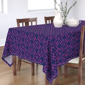 Bamboo Chinoiserie Lattice in Navy + Hot Pink